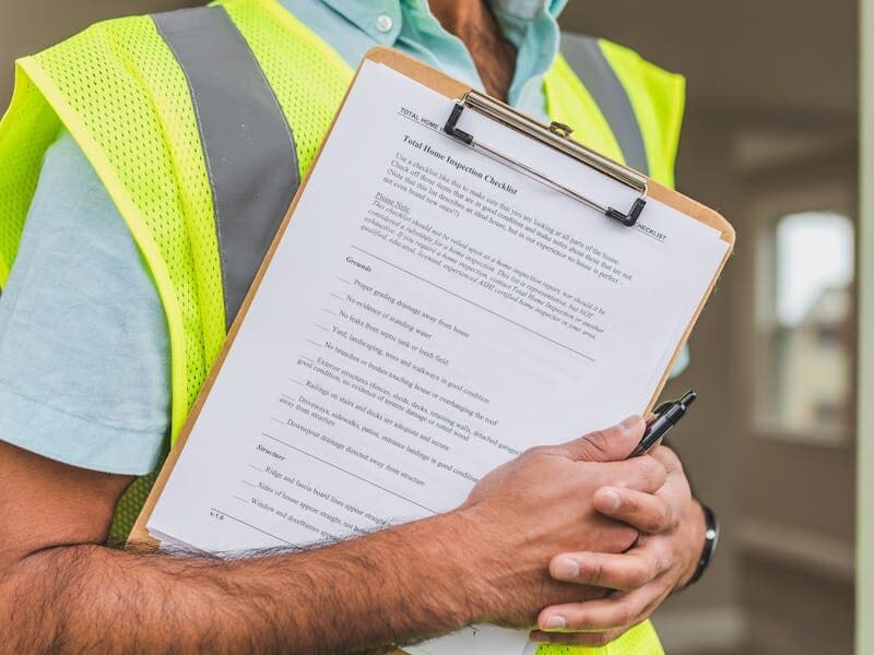 Radon inspection checklist on a clipboard